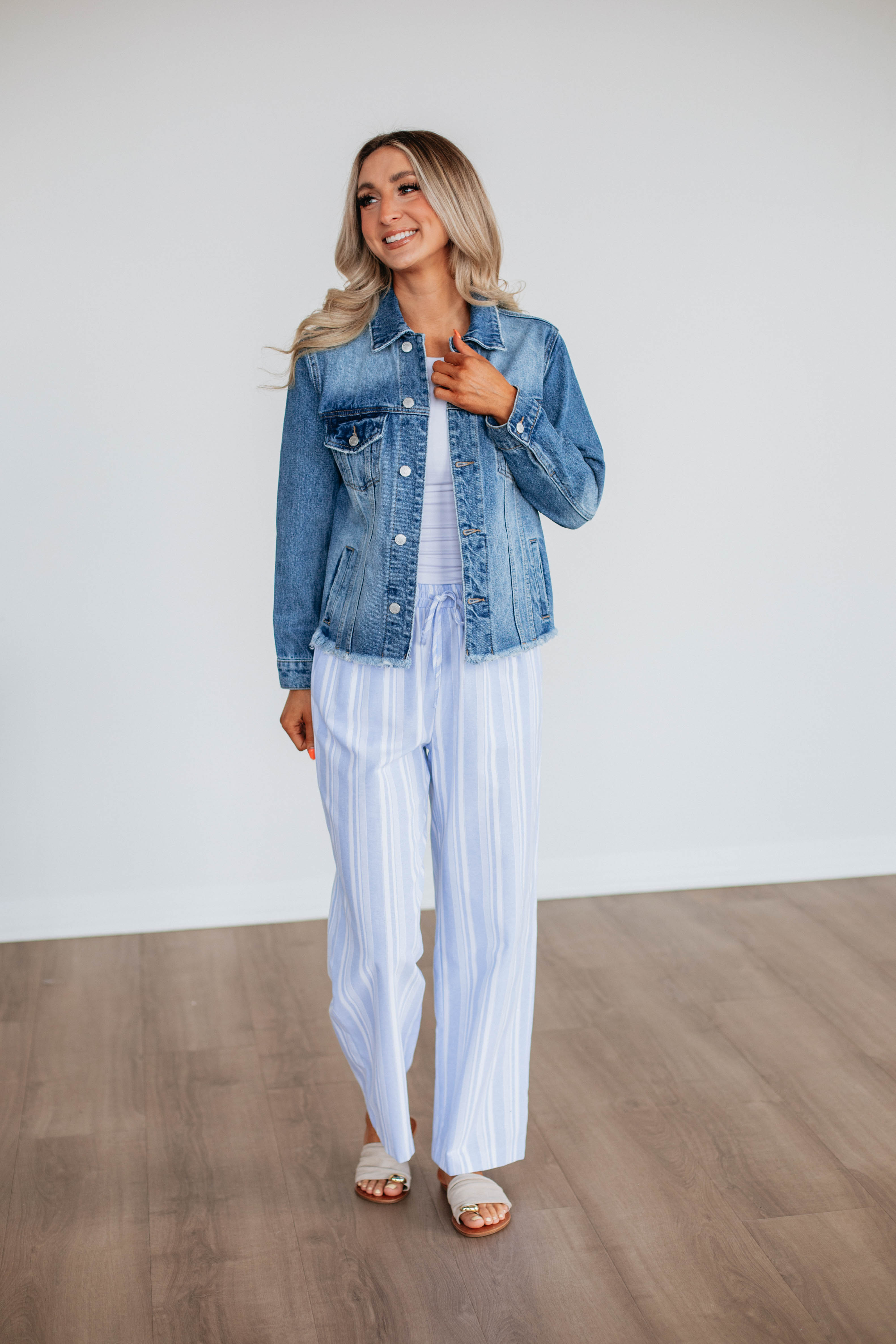 Marlowe Striped Pants - Powder Blue Mix