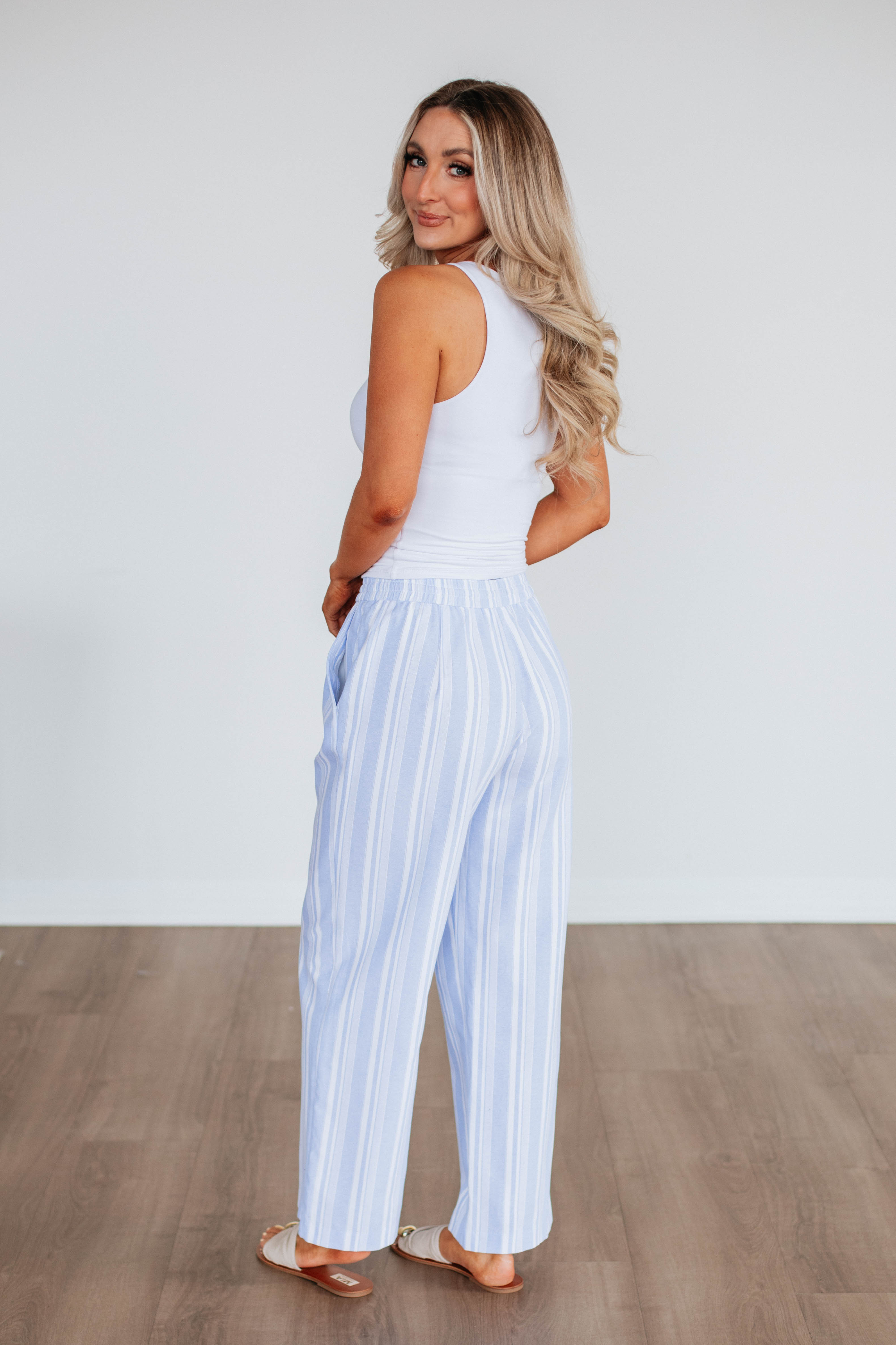 Marlowe Striped Pants - Powder Blue Mix