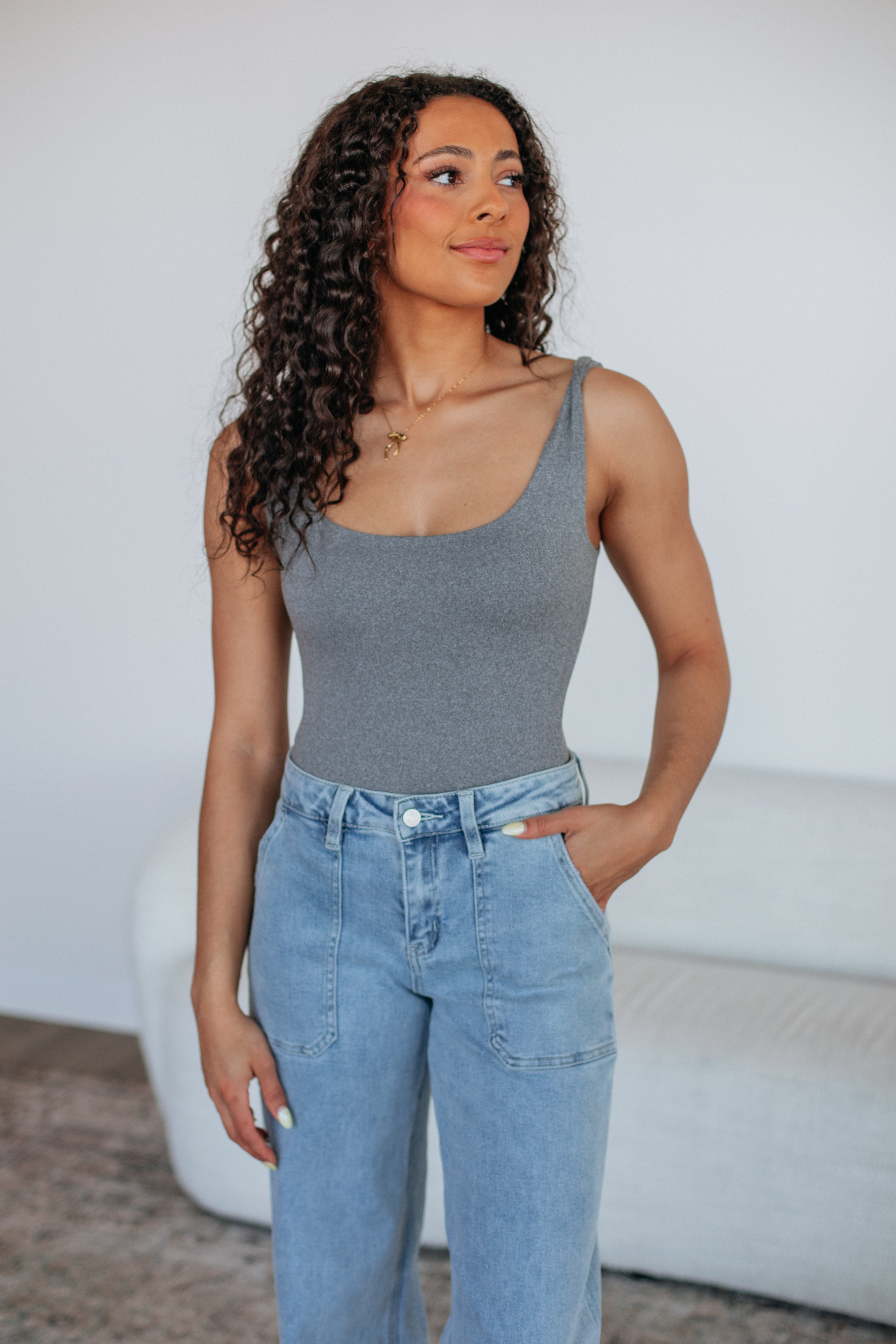 Elena Basic Bodysuit - Heather Grey