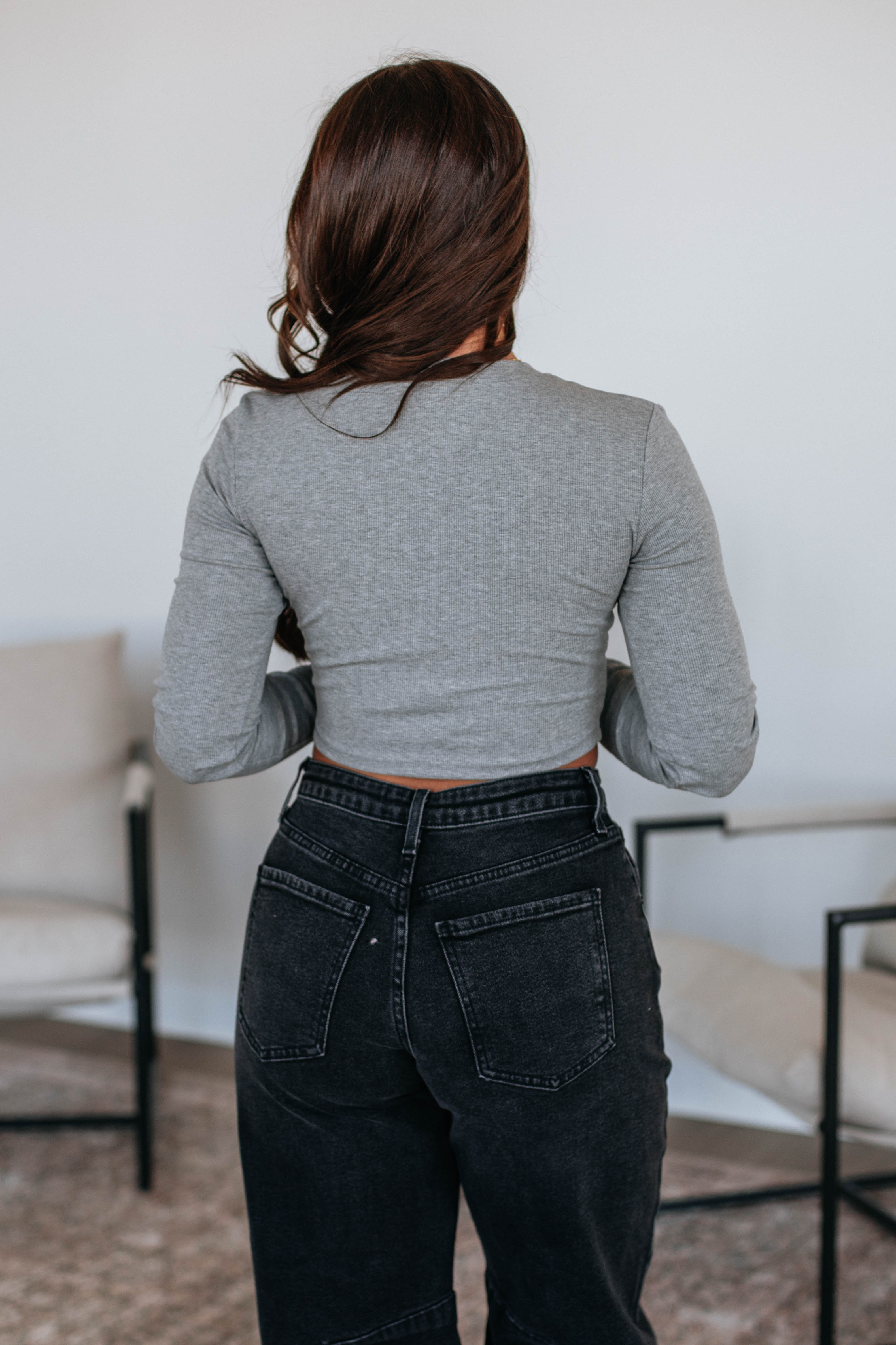 Mazure Ribbed Top - Heather Grey