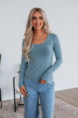 Karigan Ribbed Top - Dusty Coast