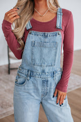 Dylan Hidden Denim Overalls - Light Wash