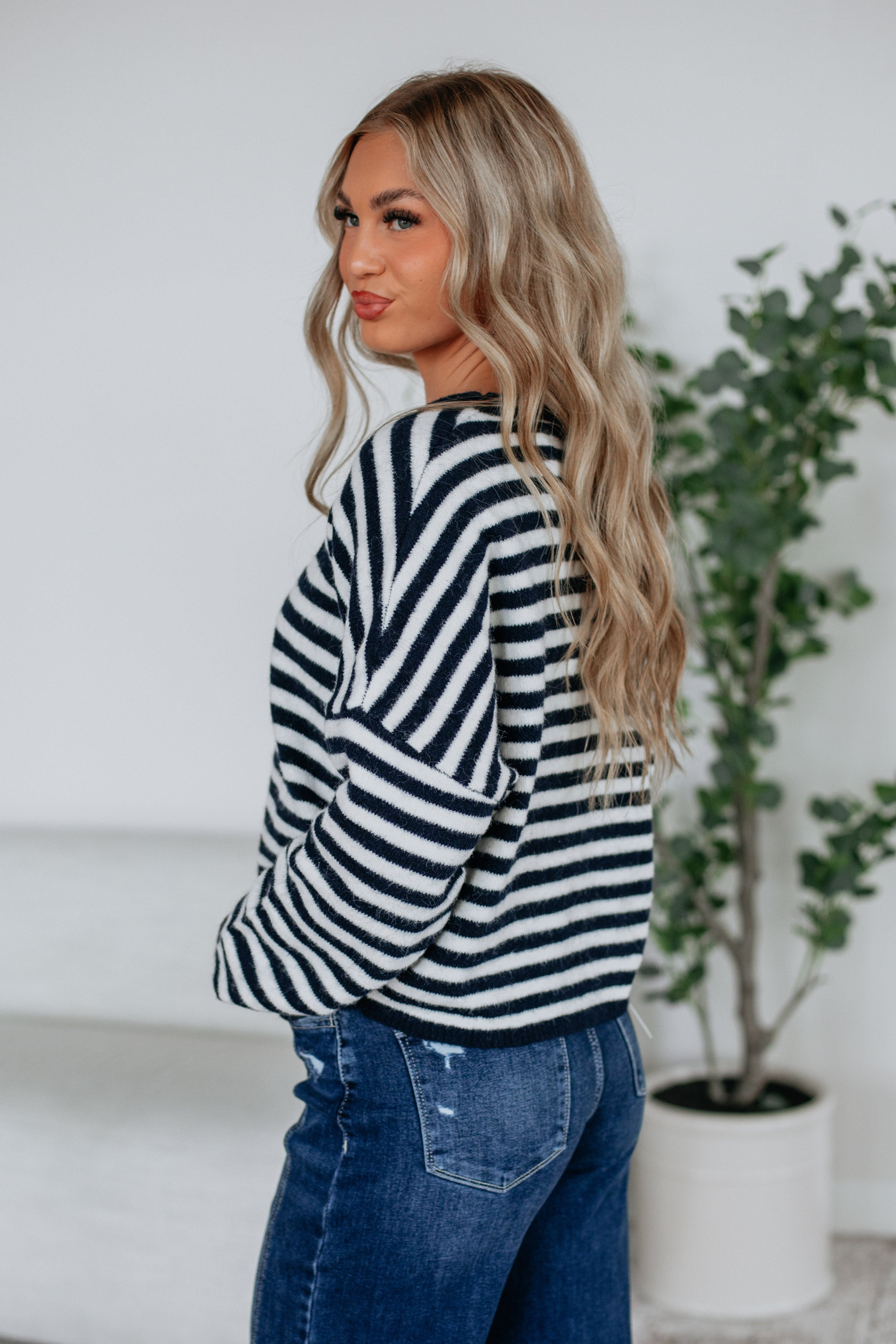 Brooke Striped Cardigan - Navy Mix