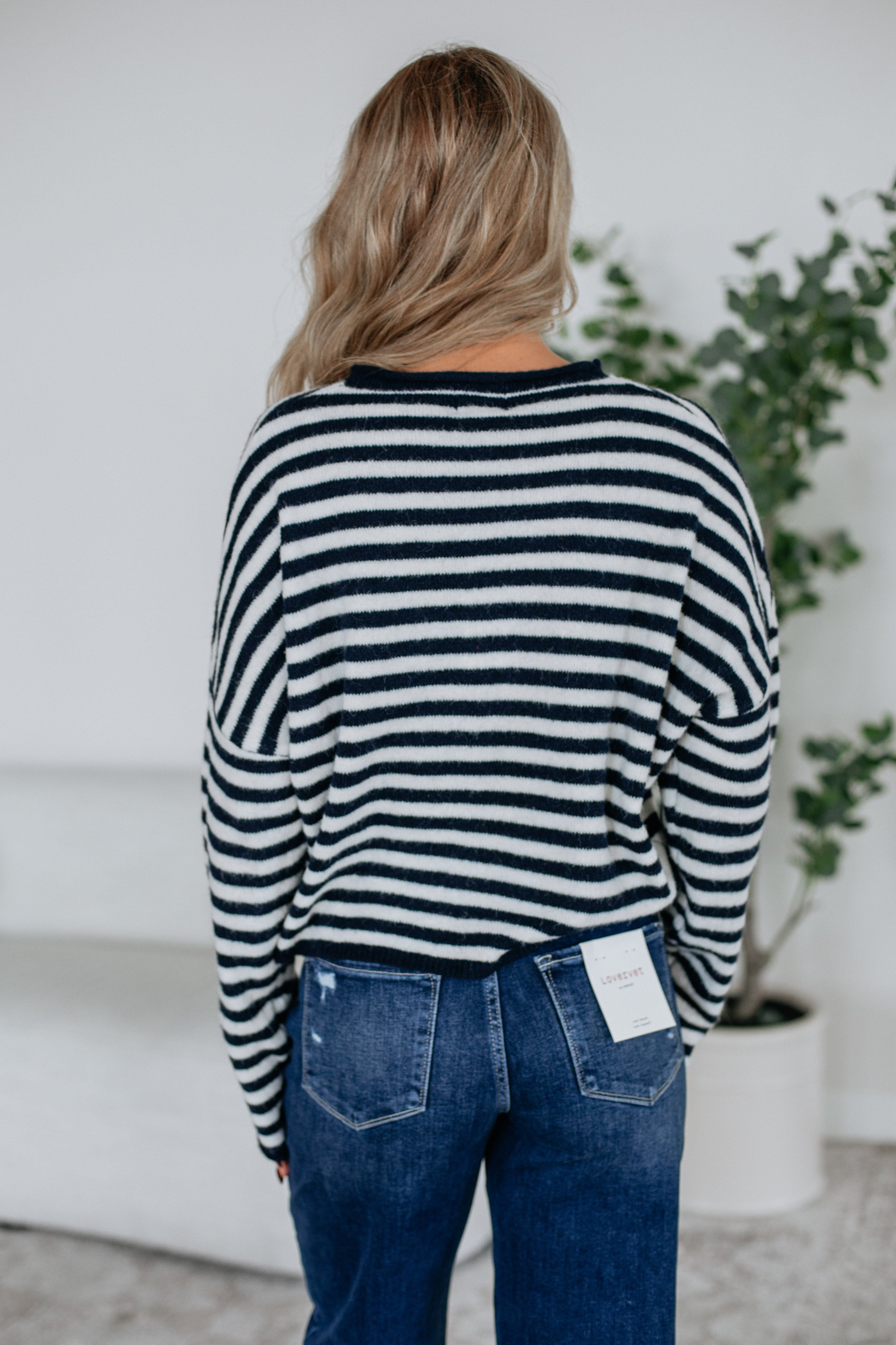 Brooke Striped Cardigan - Navy Mix