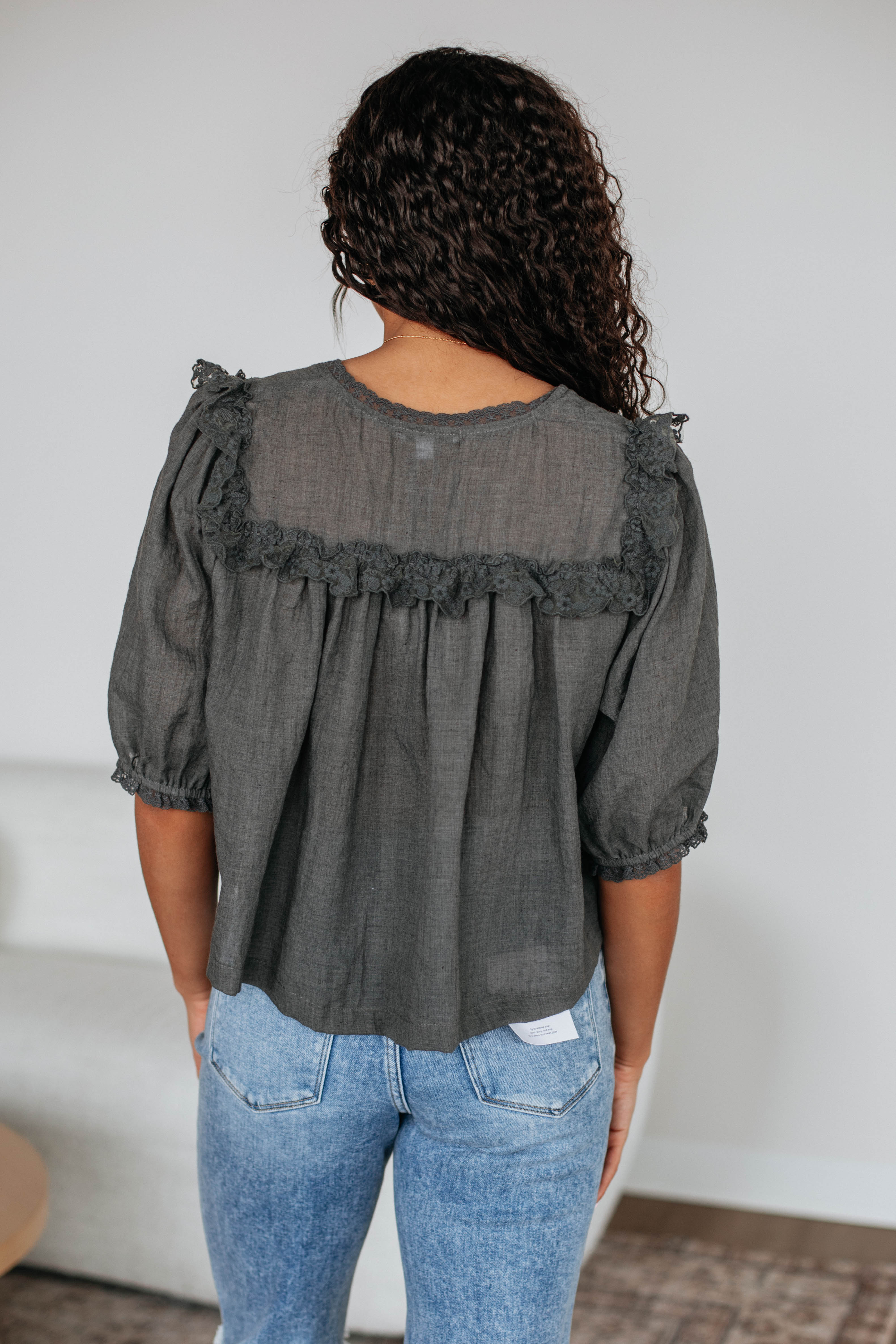 Odilia Lace Blouse - Charcoal