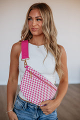 Patsy Checkered Bum Bag - Raspberry