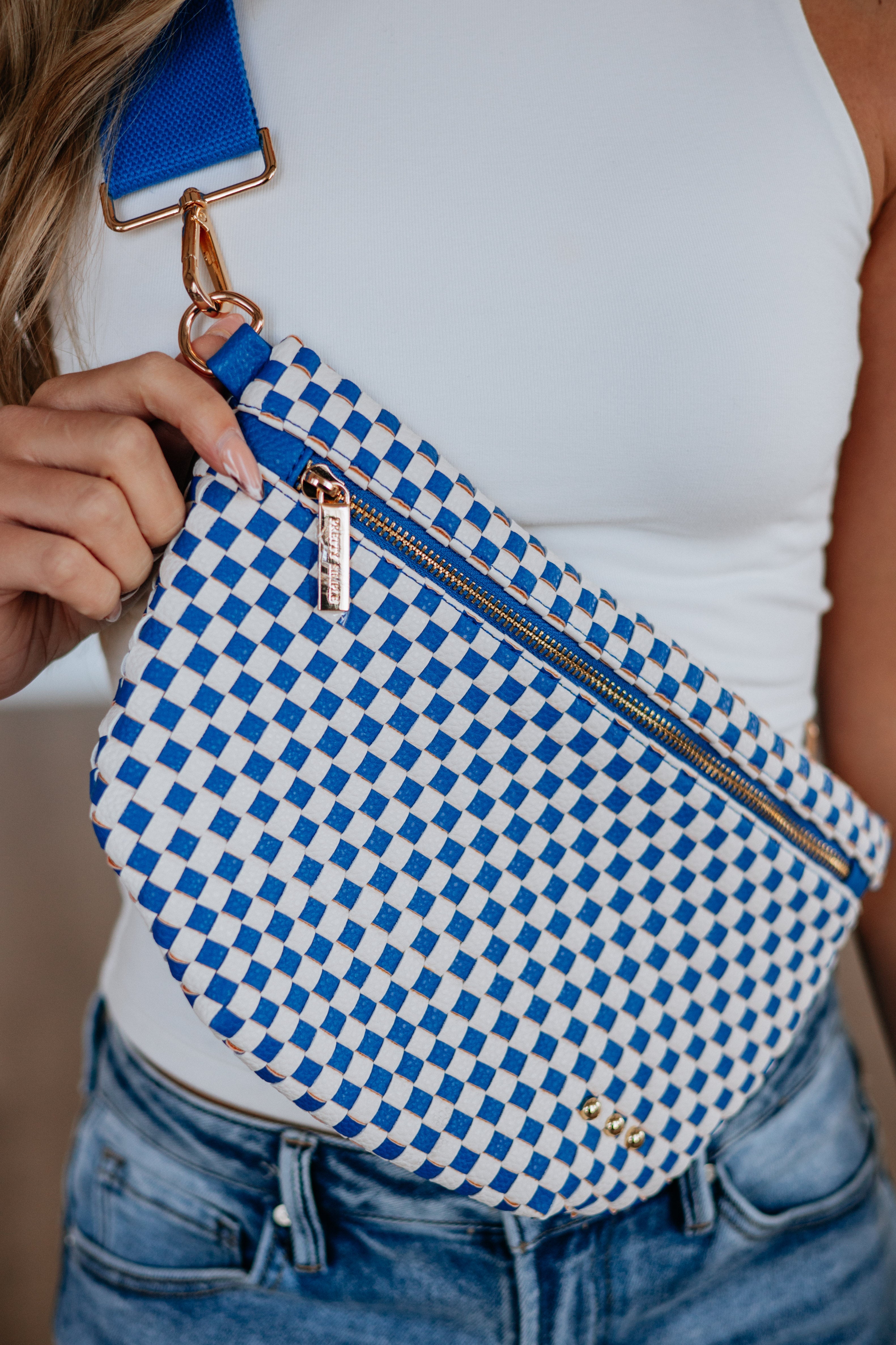 Patsy Checkered Bum Bag - Royal Blue
