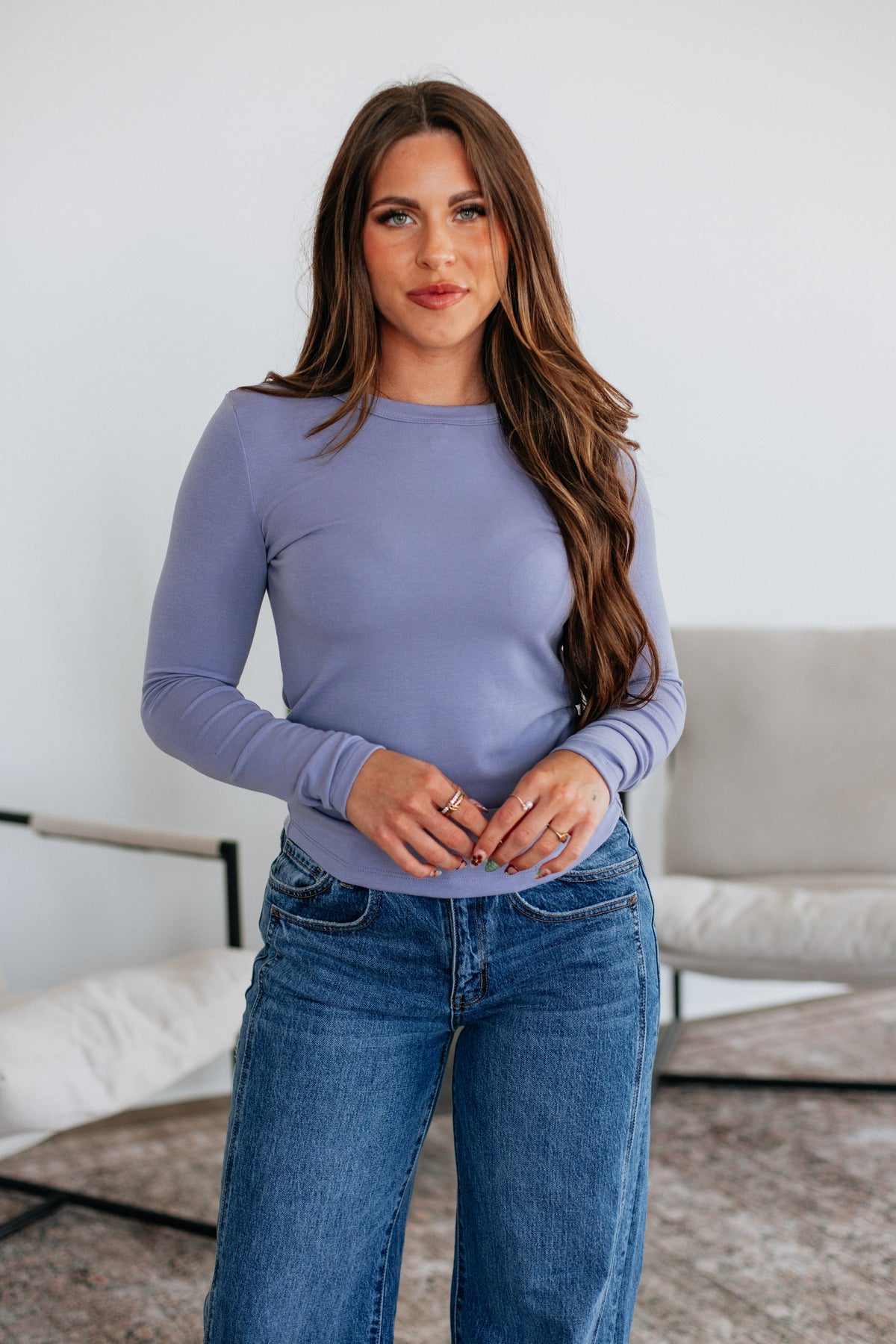 Penny Long Sleeve Top - Periwinkle