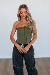 Jule Cargo Top - Dark Olive
