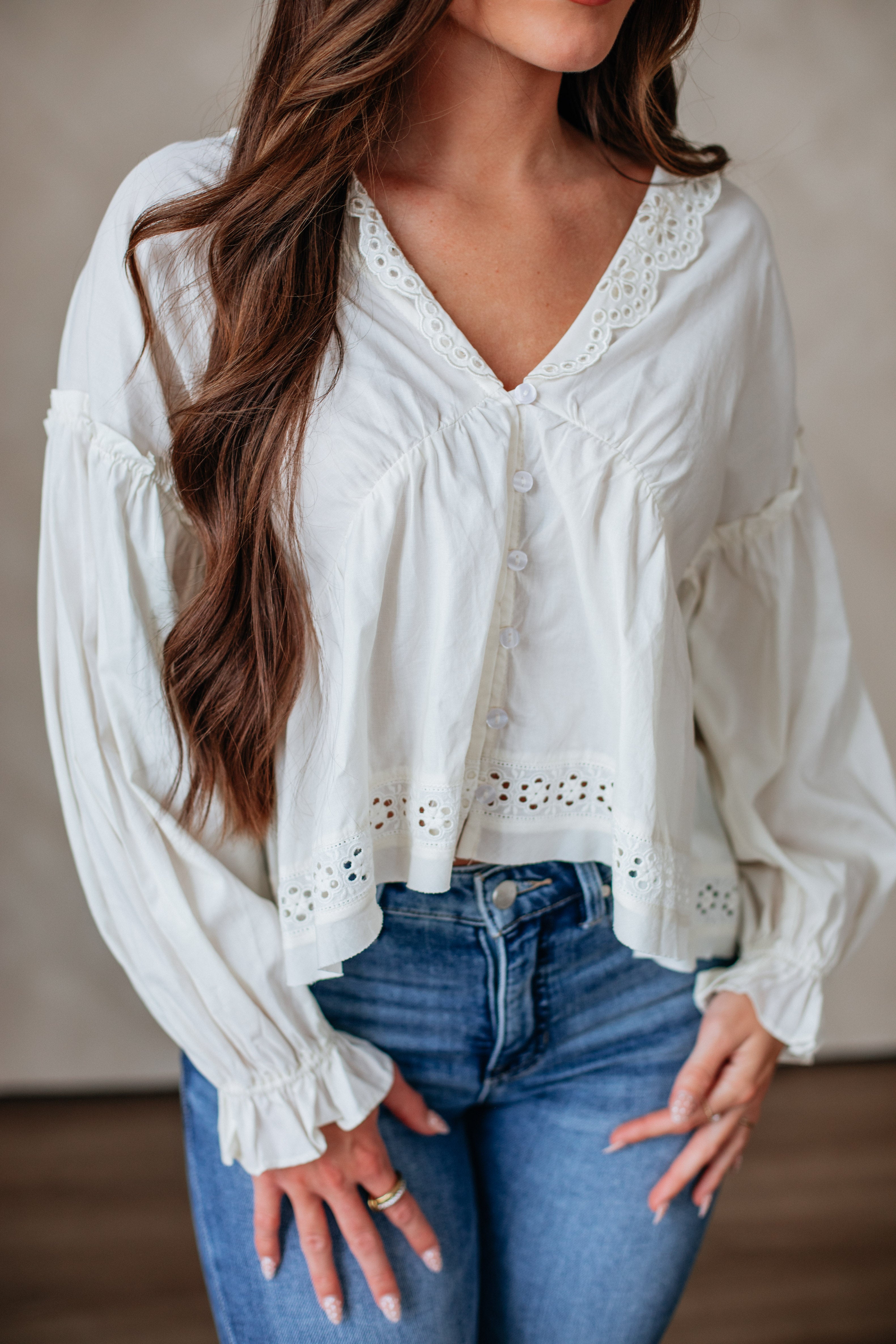 Leyna Eyelet Top