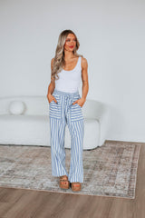 Shannon Striped Pants - Chambray Mix