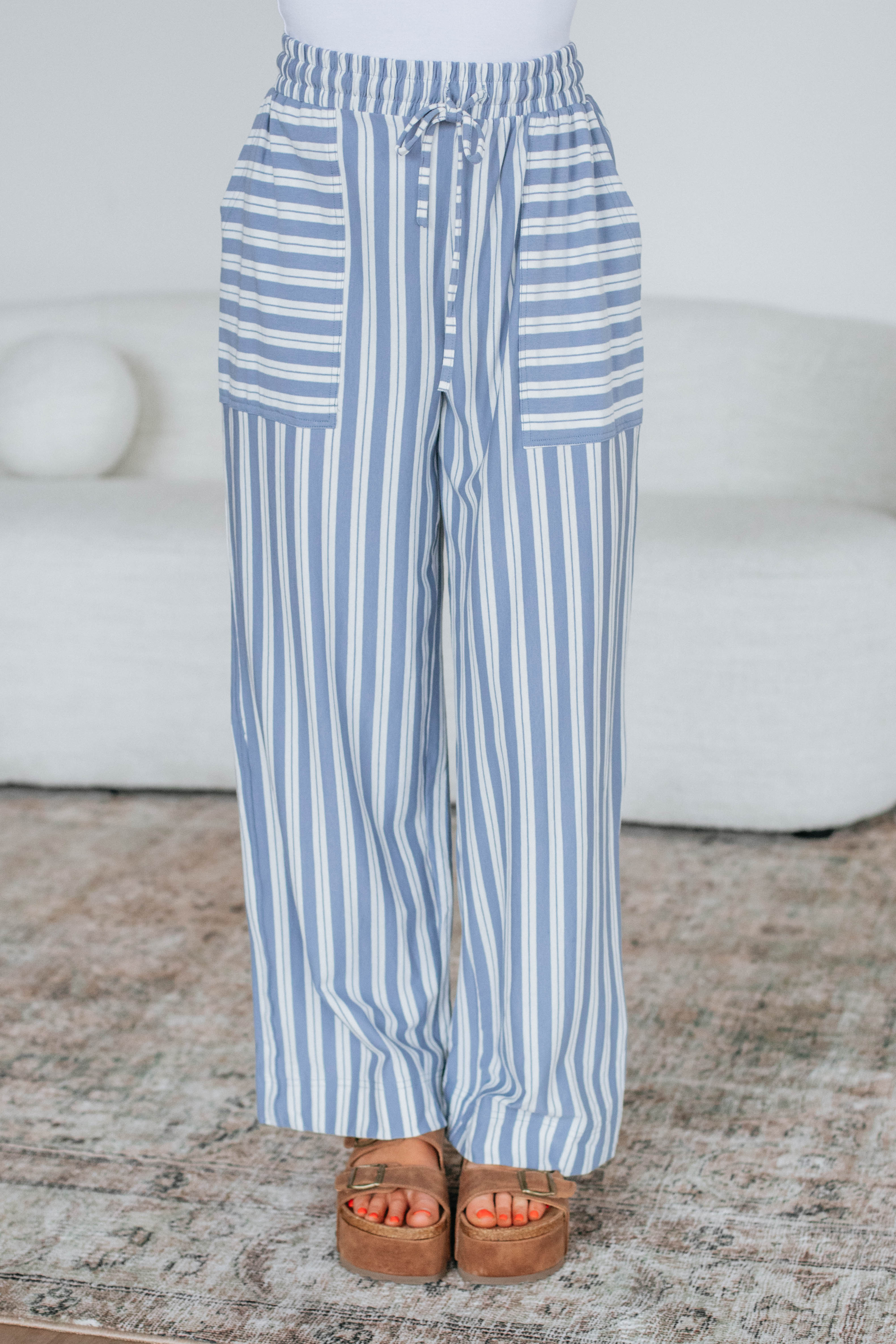 Shannon Striped Pants - Chambray Mix