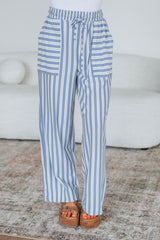 Shannon Striped Pants - Chambray Mix