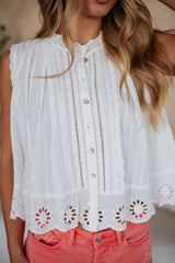 Johanna Eyelet Top - Ivory