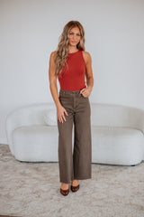 Linsley Wide Leg Pants - Mocha
