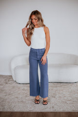 Linsley Wide Leg Pants - Slate Blue