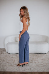 Linsley Wide Leg Pants - Slate Blue