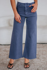 Linsley Wide Leg Pants - Slate Blue