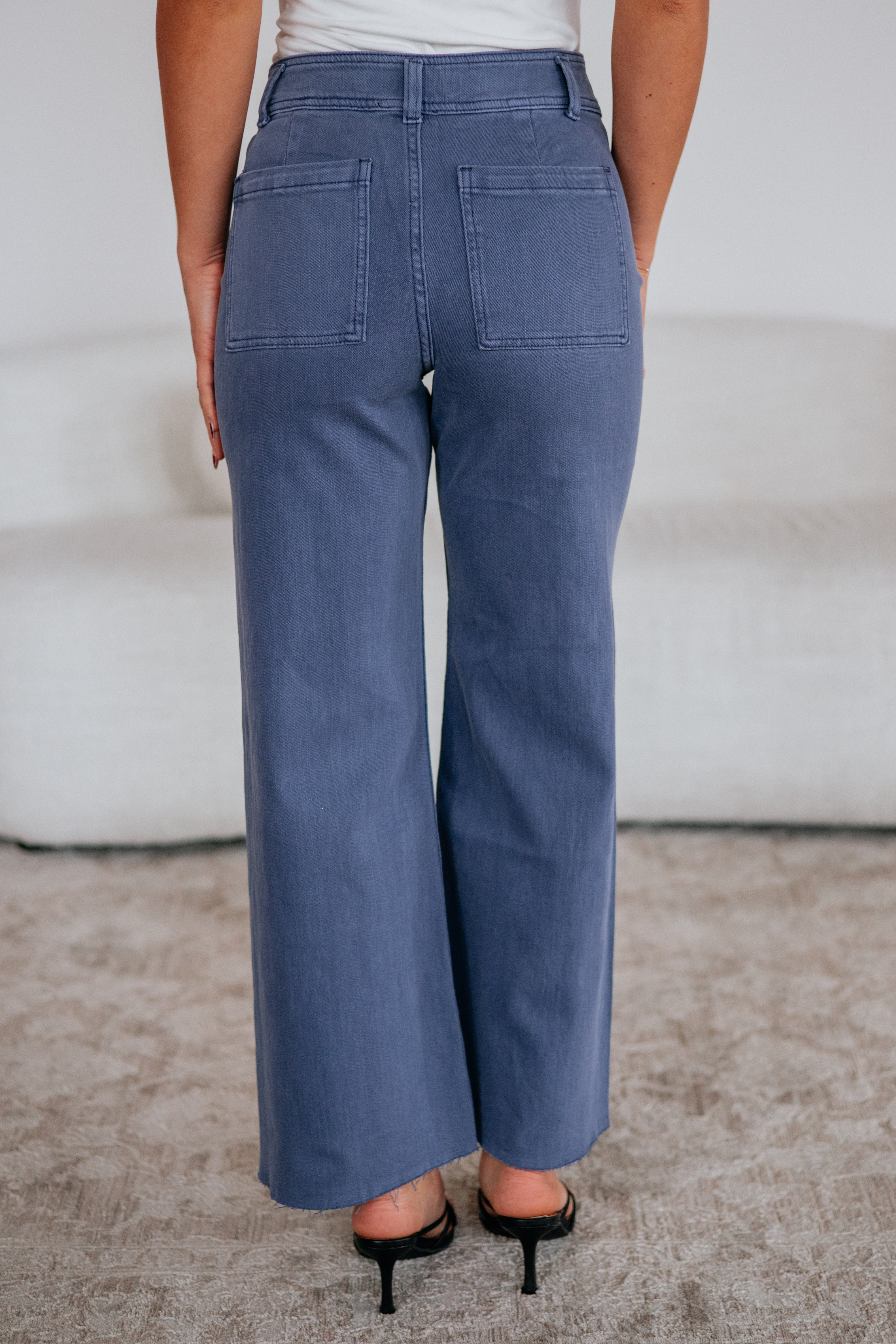 Linsley Wide Leg Pants - Slate Blue