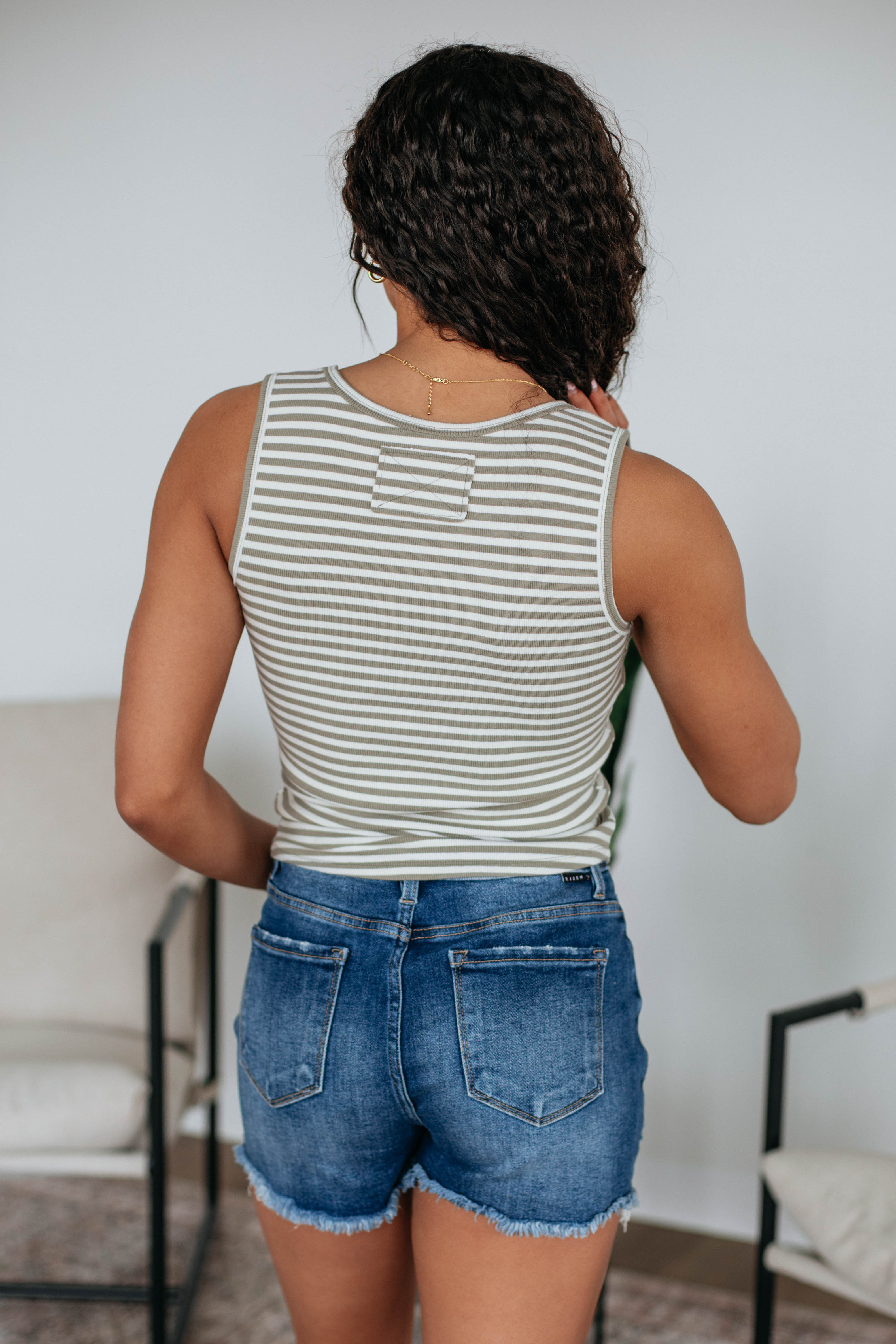 Theo Striped Tank - Khaki Mix