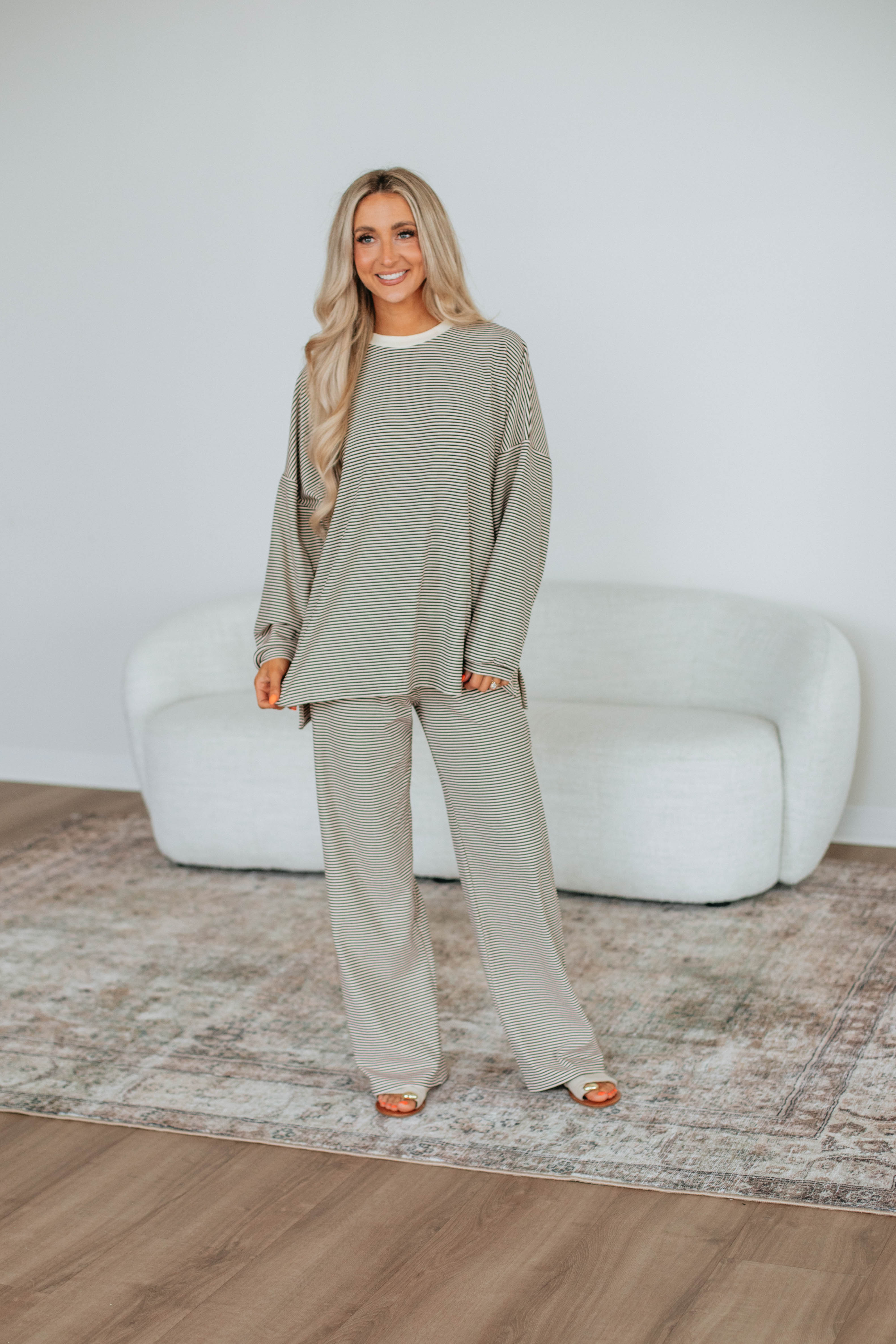 Cayla Striped Pants - Espresso Mix