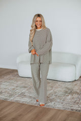 Cayla Striped Pants - Espresso Mix