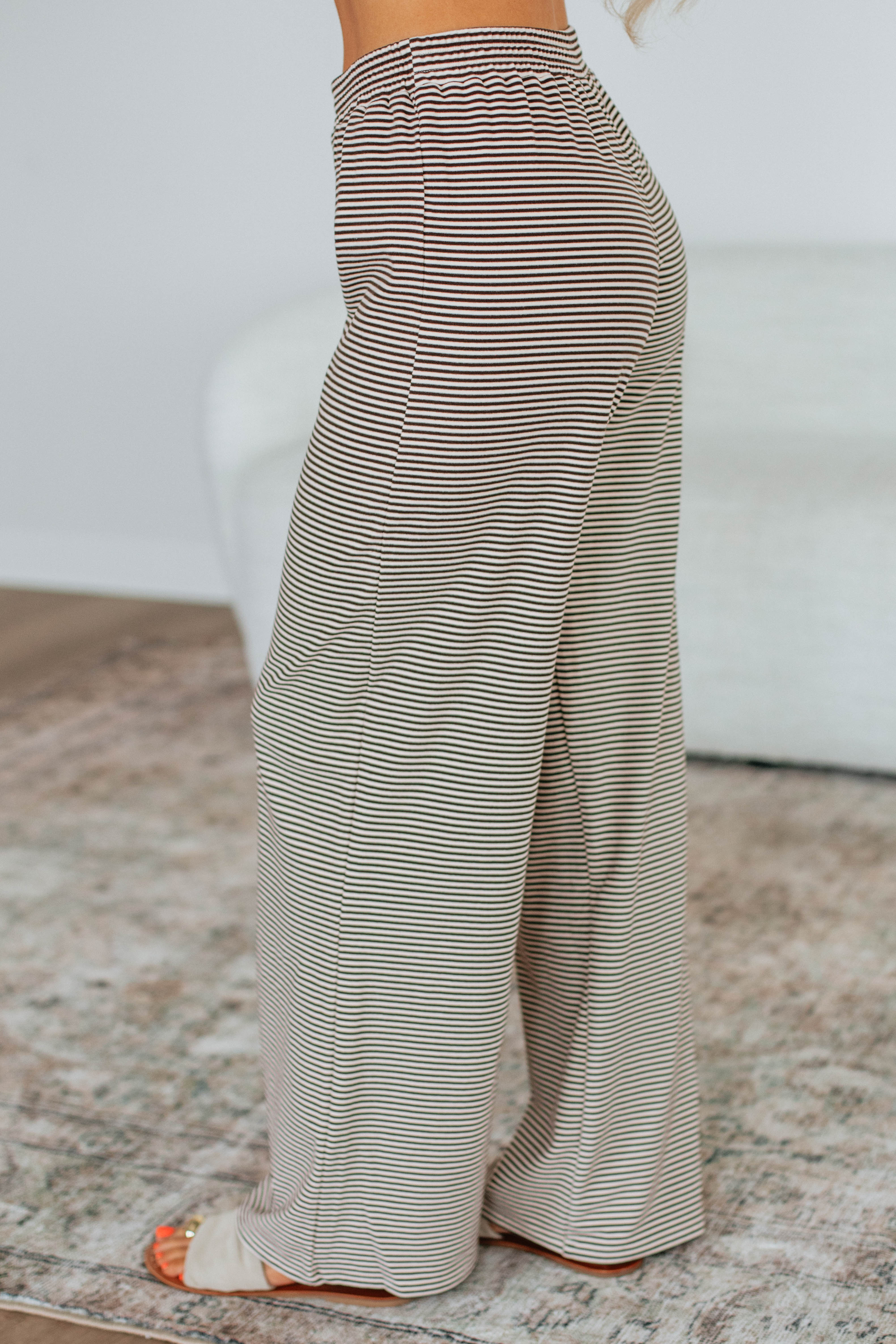 Cayla Striped Pants - Espresso Mix
