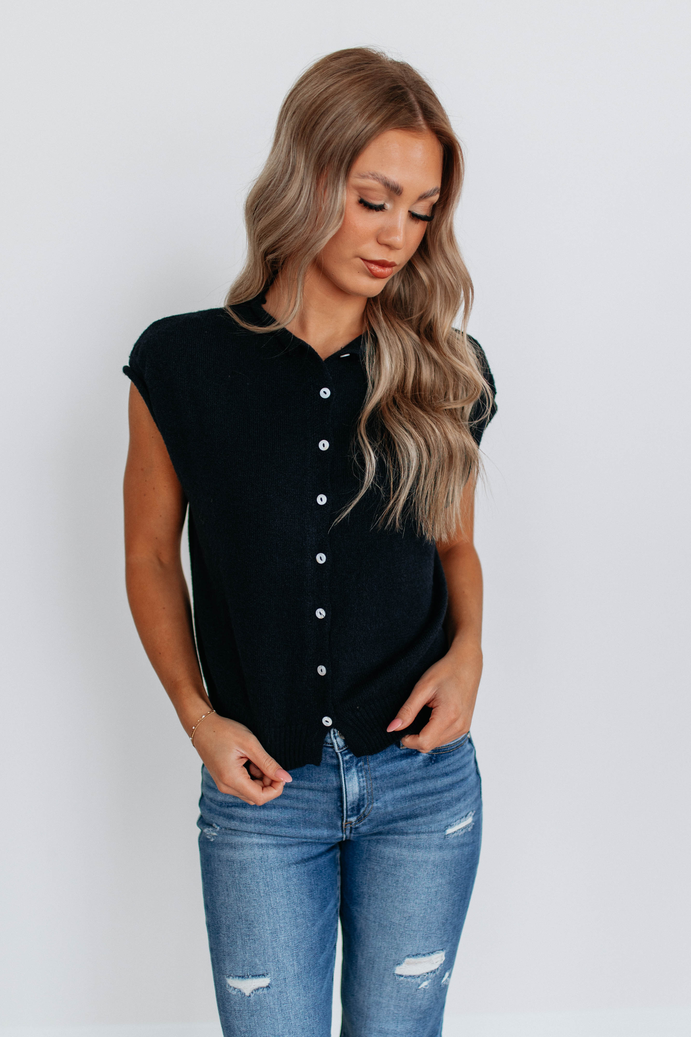 Camry Cardigan Top - Navy