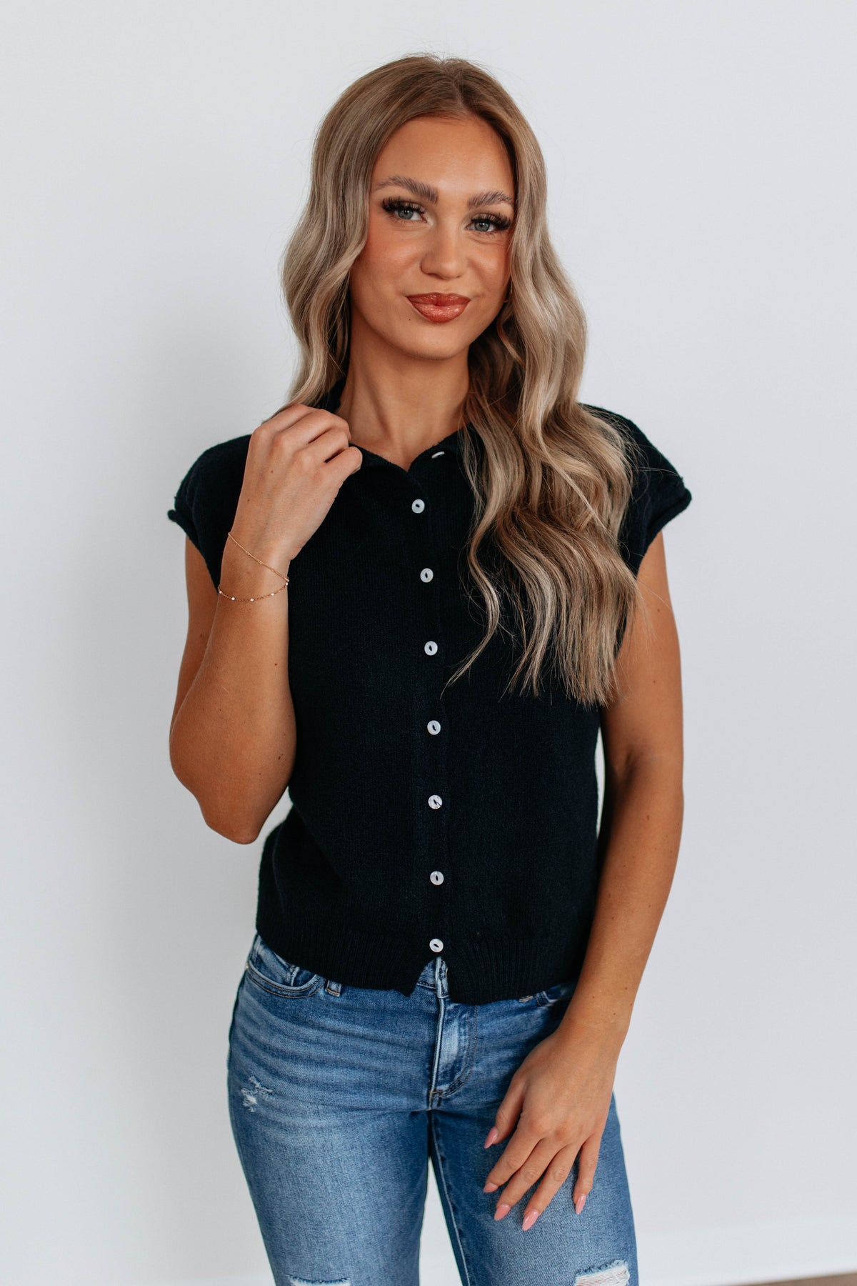 Camry Cardigan Top - Navy