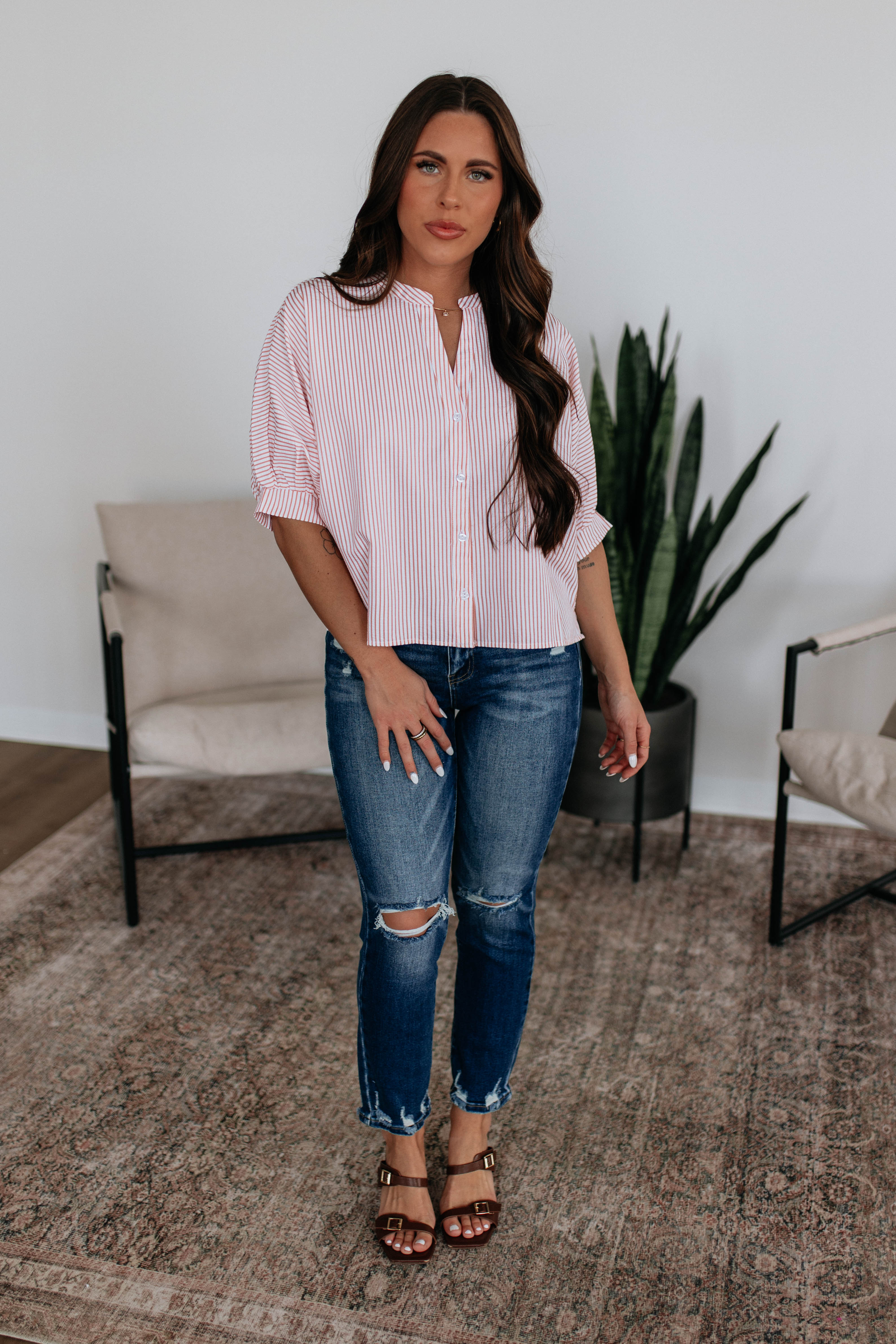 Lorraine Pinstripe Top