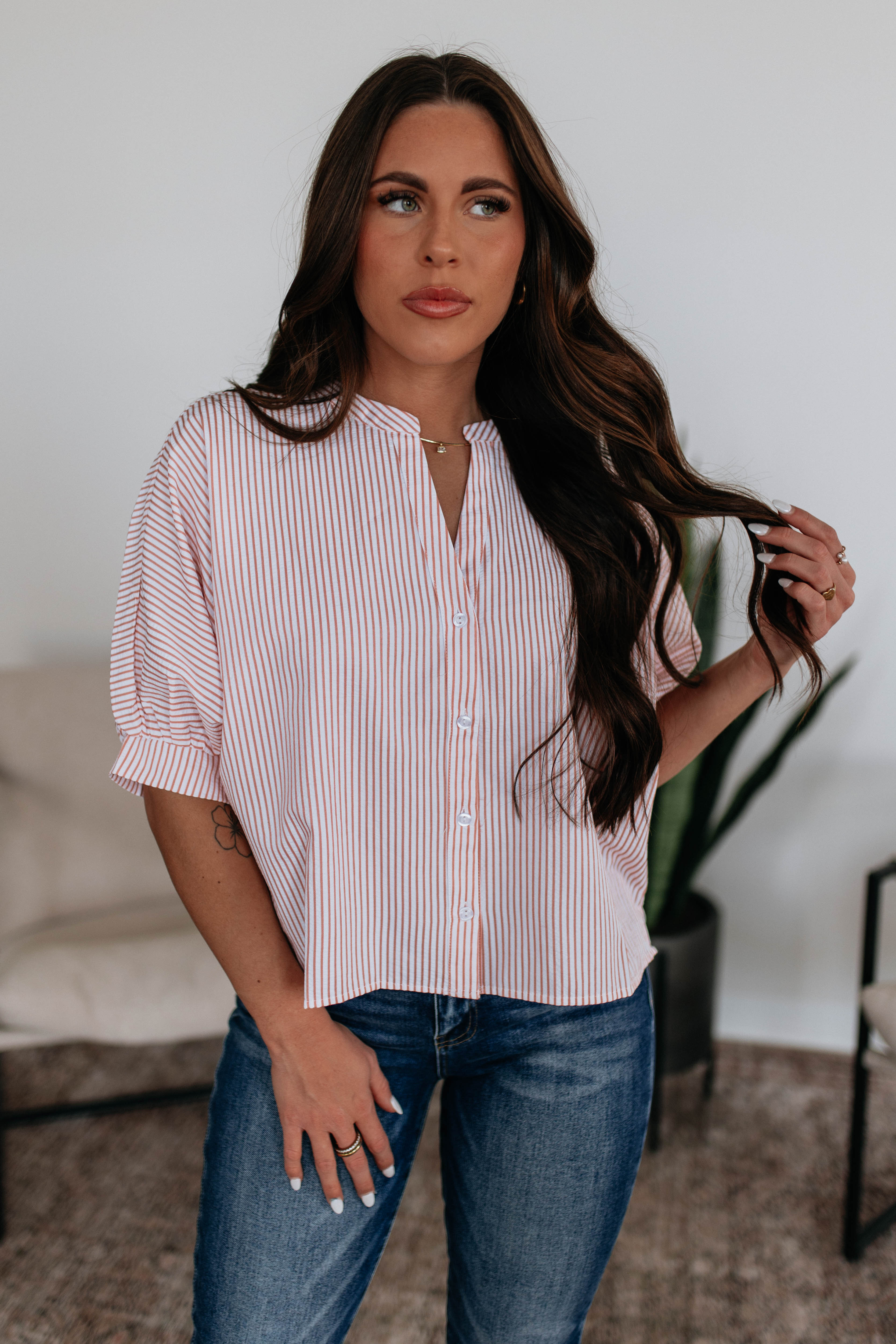 Lorraine Pinstripe Top