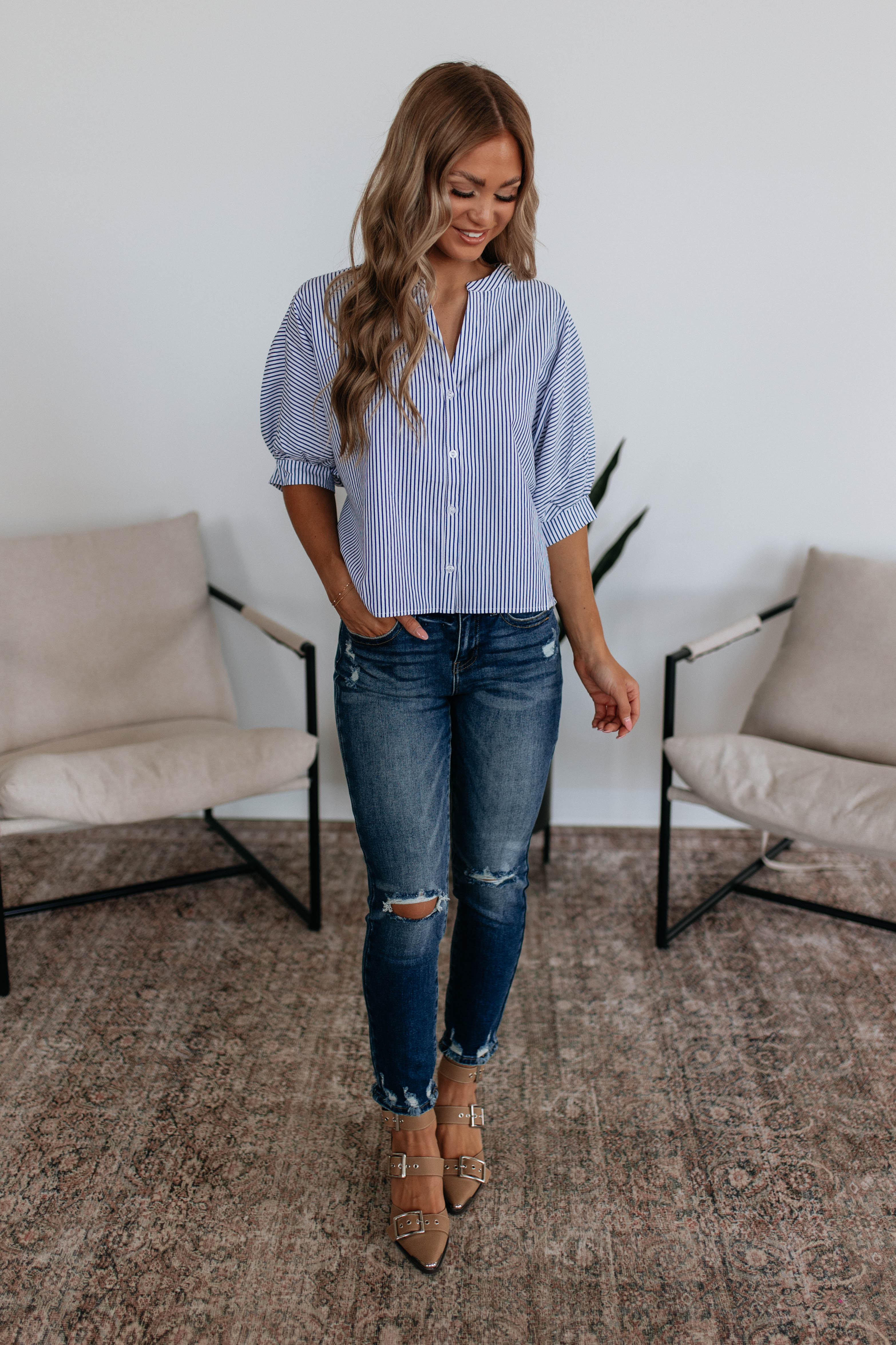 Lorraine Pinstripe Top