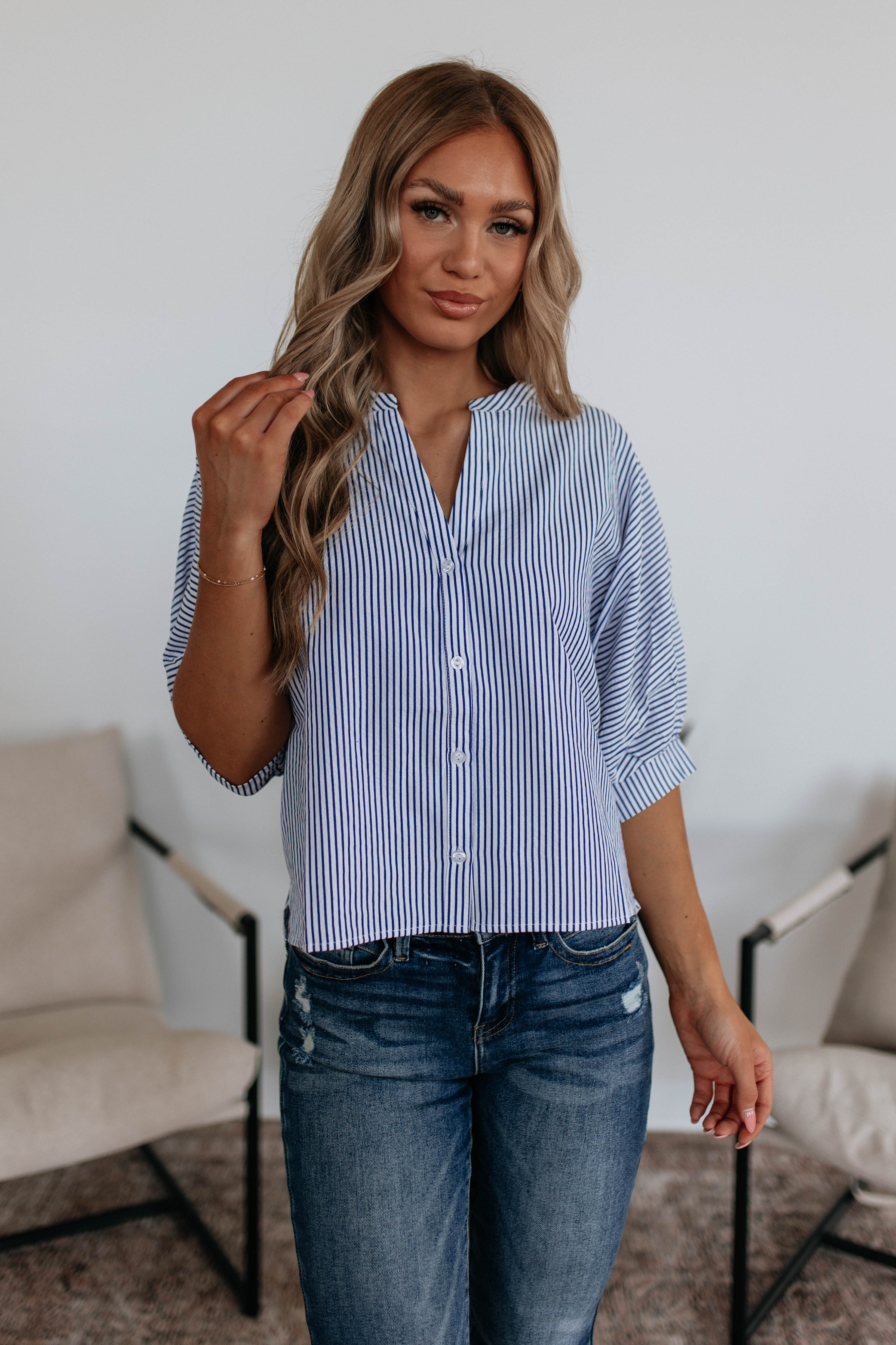Lorraine Pinstripe Top