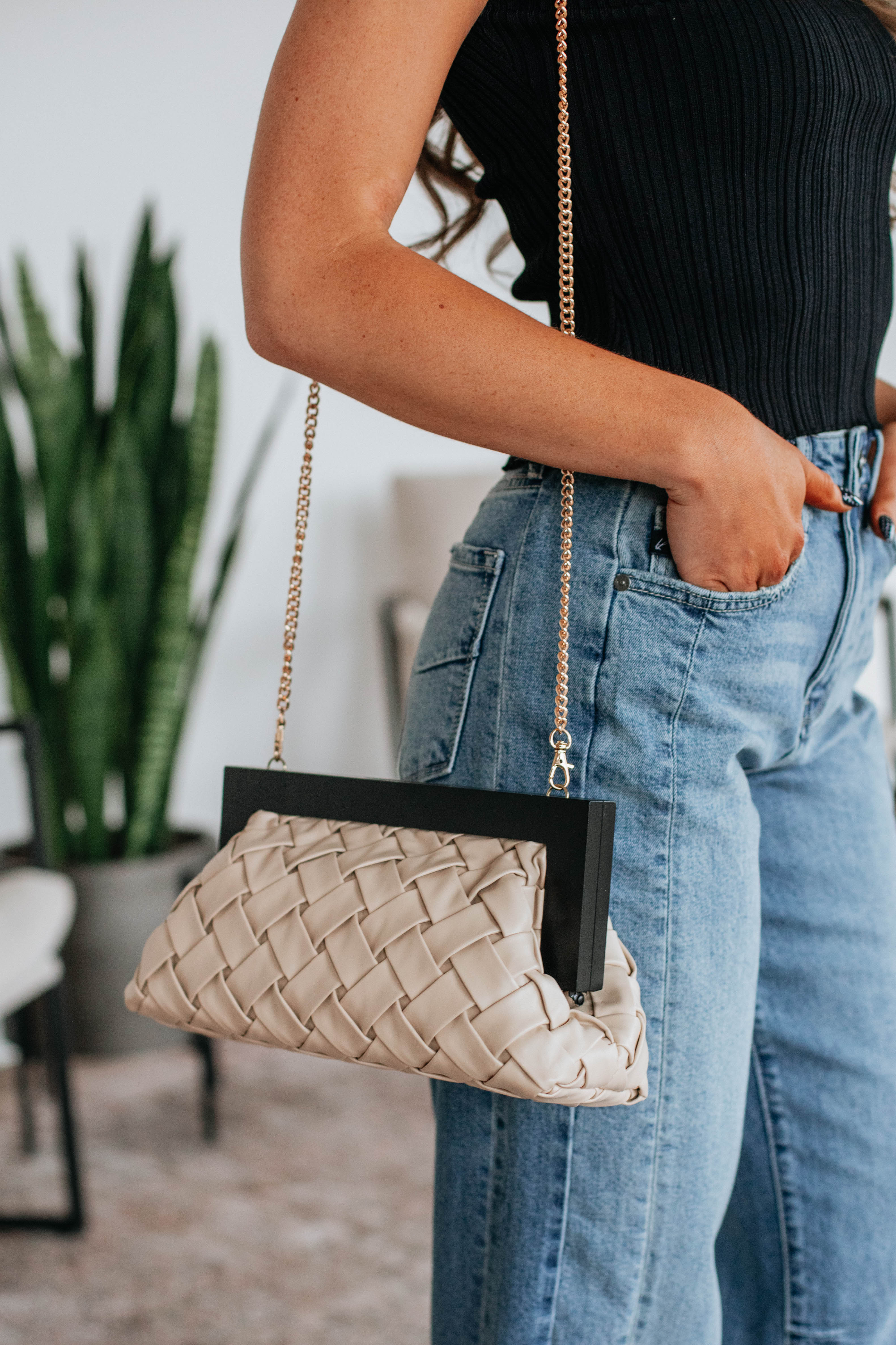 Yensy Woven Clutch Bag