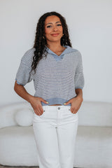 Zeldine Knit Top - Slate Blue Mix