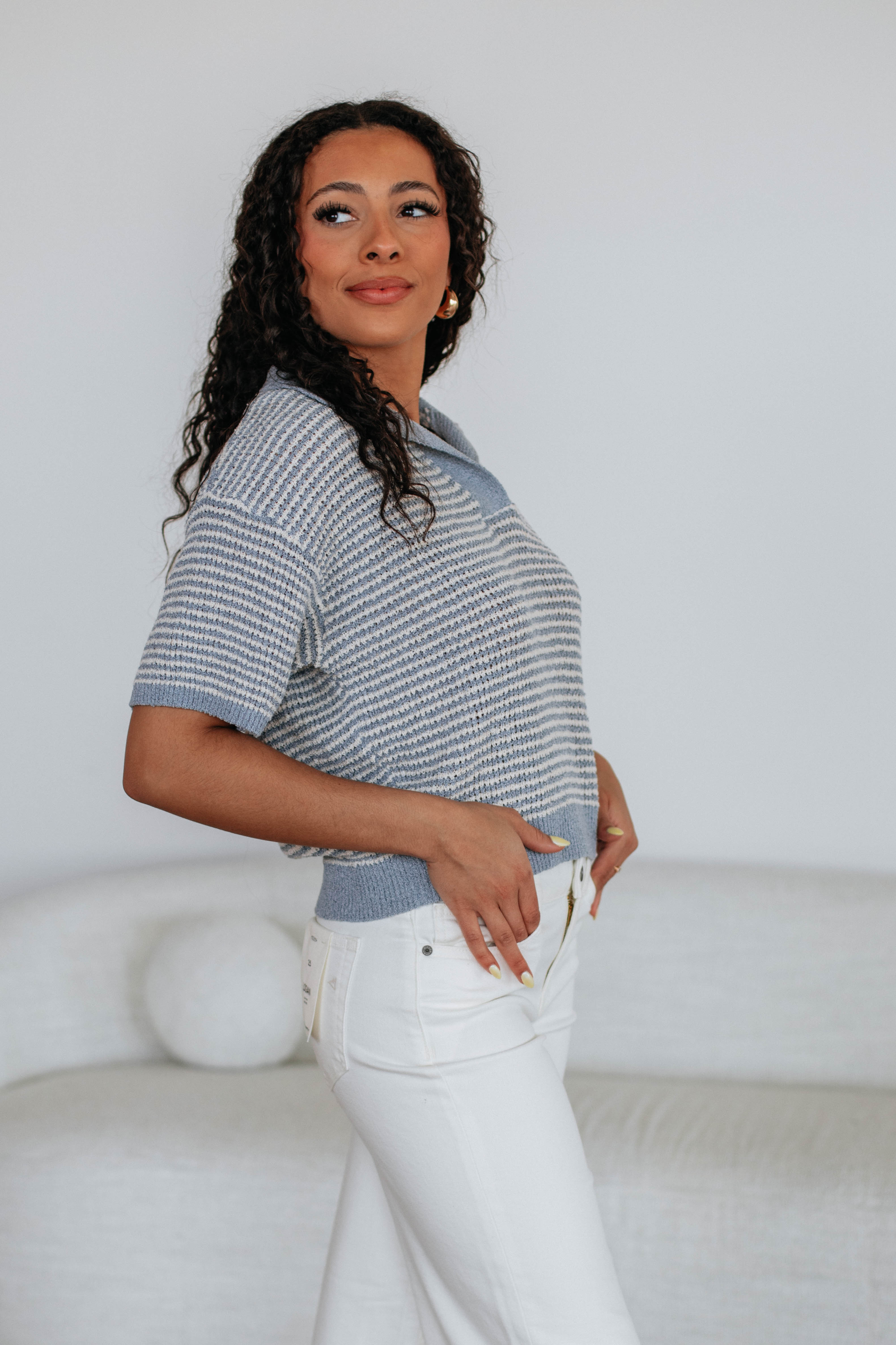 Zeldine Knit Top - Slate Blue Mix