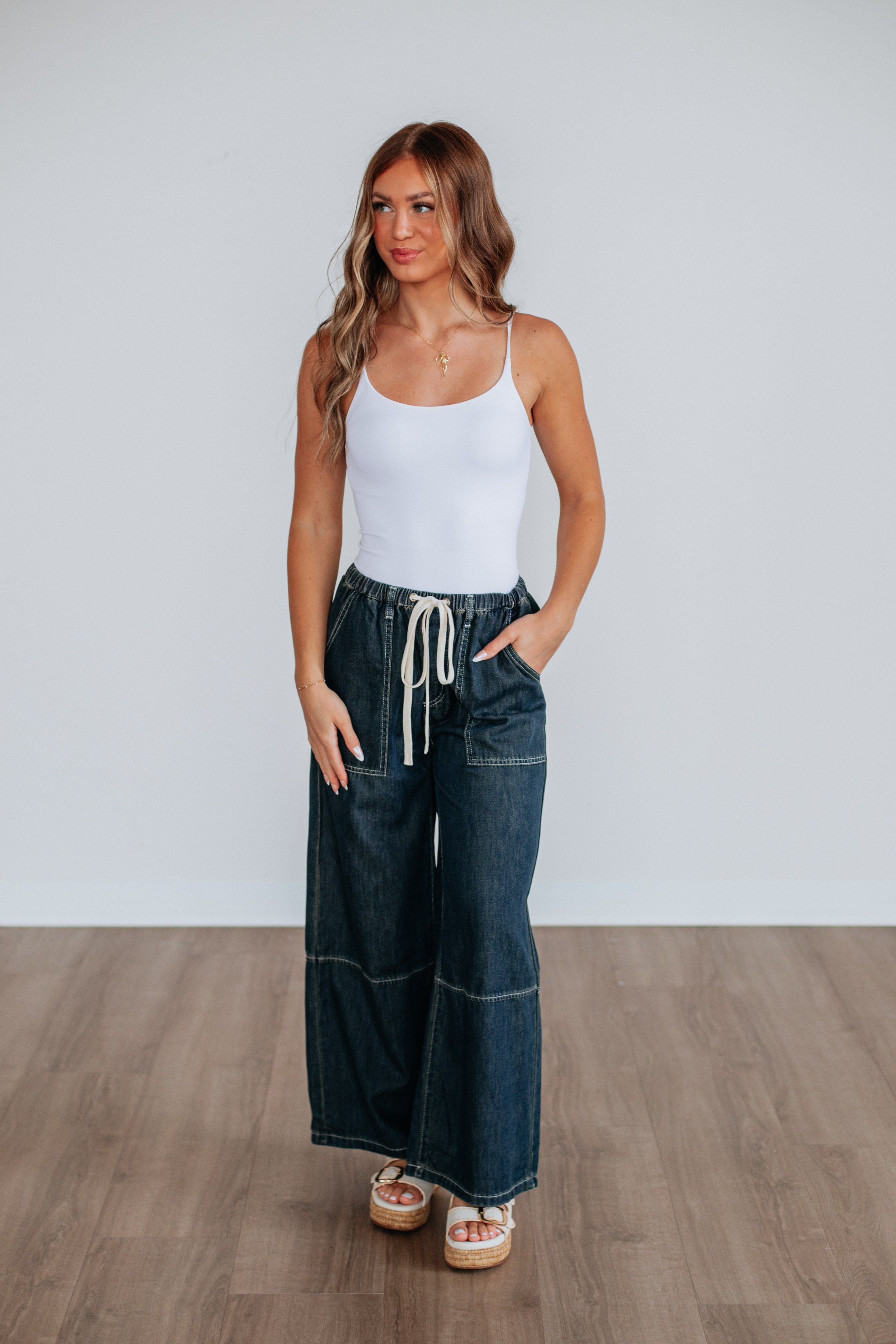Twila Wide Leg Pants - Dark Wash