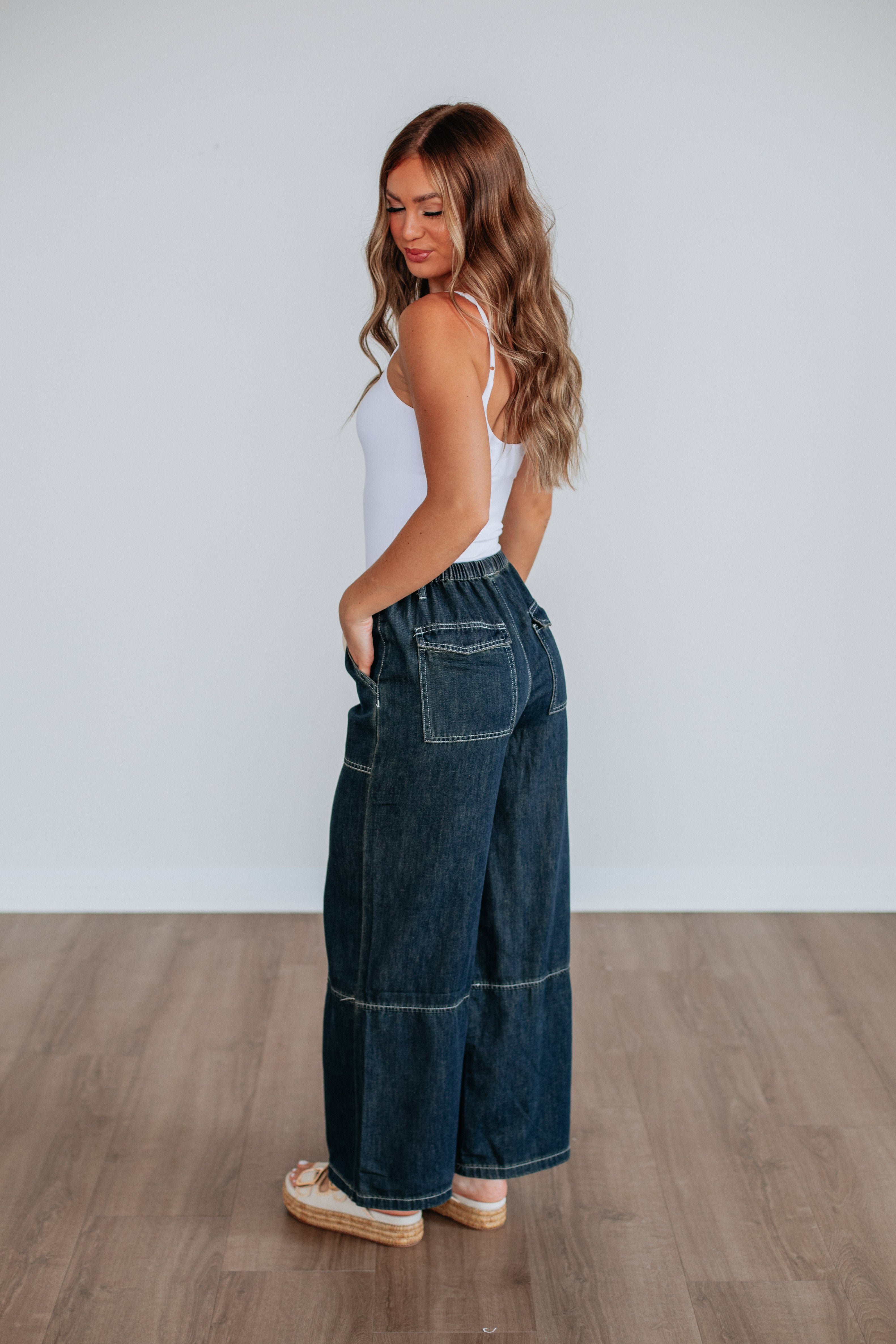 Twila Wide Leg Pants - Dark Wash