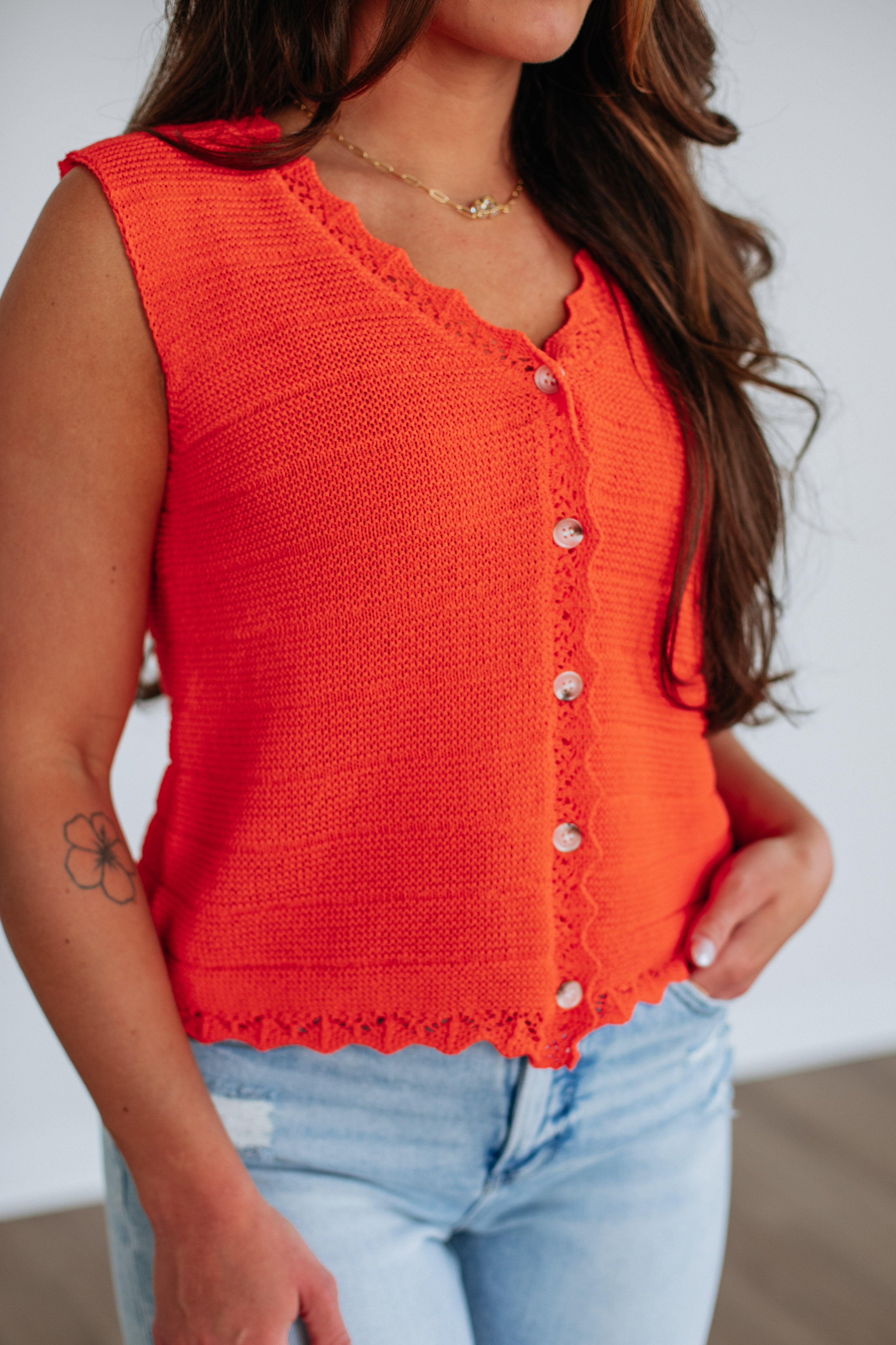 Cheryl Sweater Vest - Papaya